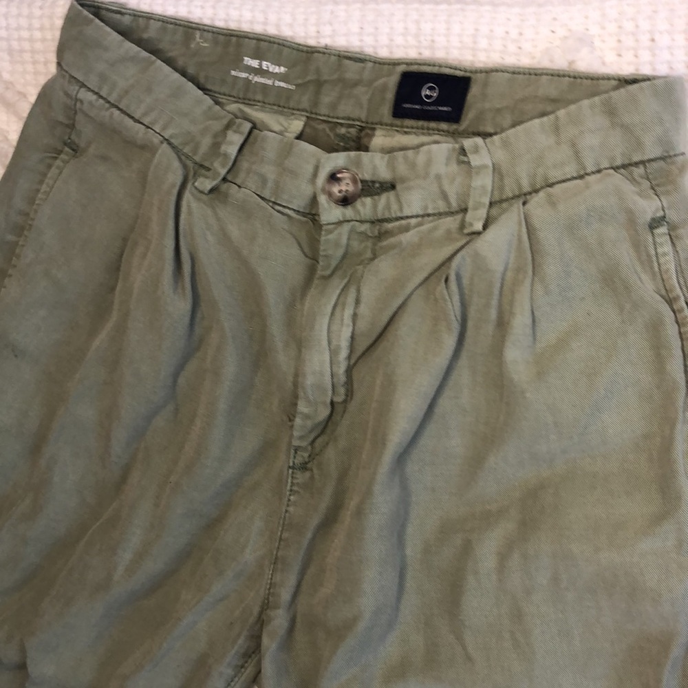 AG Adriano Goldschmied The Evan Relaxed Pleated Pants Olive 25 R - Picture 5 of 11